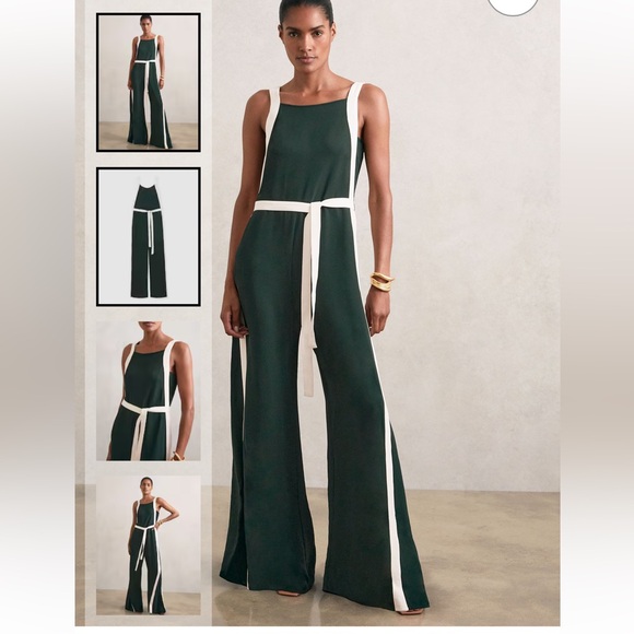 Reiss Pants - BNWT Reiss Elegant Dark Green and White Jumpsuit